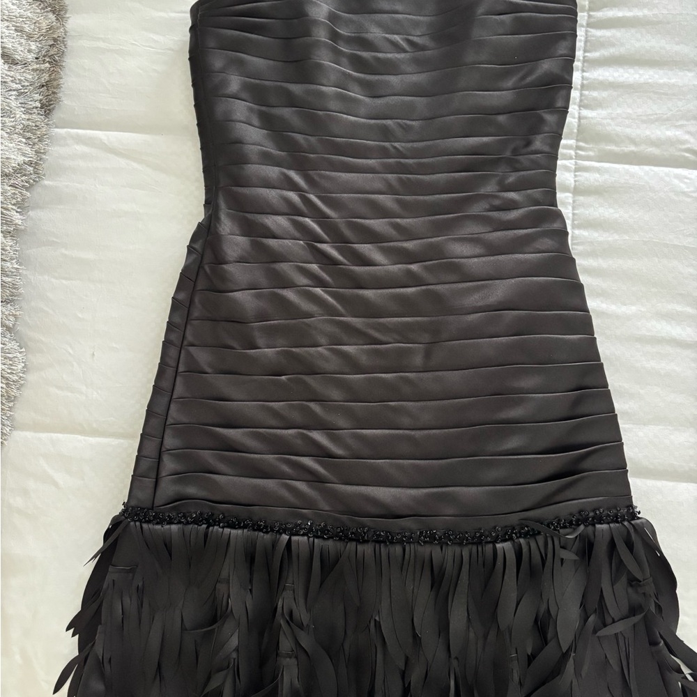 Strapless White House Black Market Black Ruched Dress - Picture 4 of 8